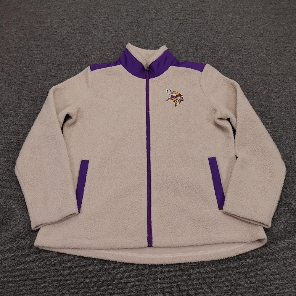 Minnesota Vikings Jacket Womens Large White NFL Football NFL Team Apparel Sherpa